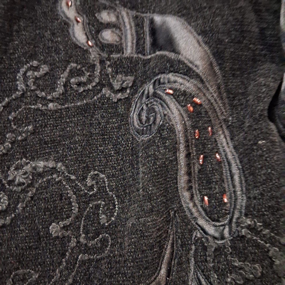 Flashback Womens Black Embroidered Damask Sleeve Button Front Jacket Medium - Picture 9 of 12